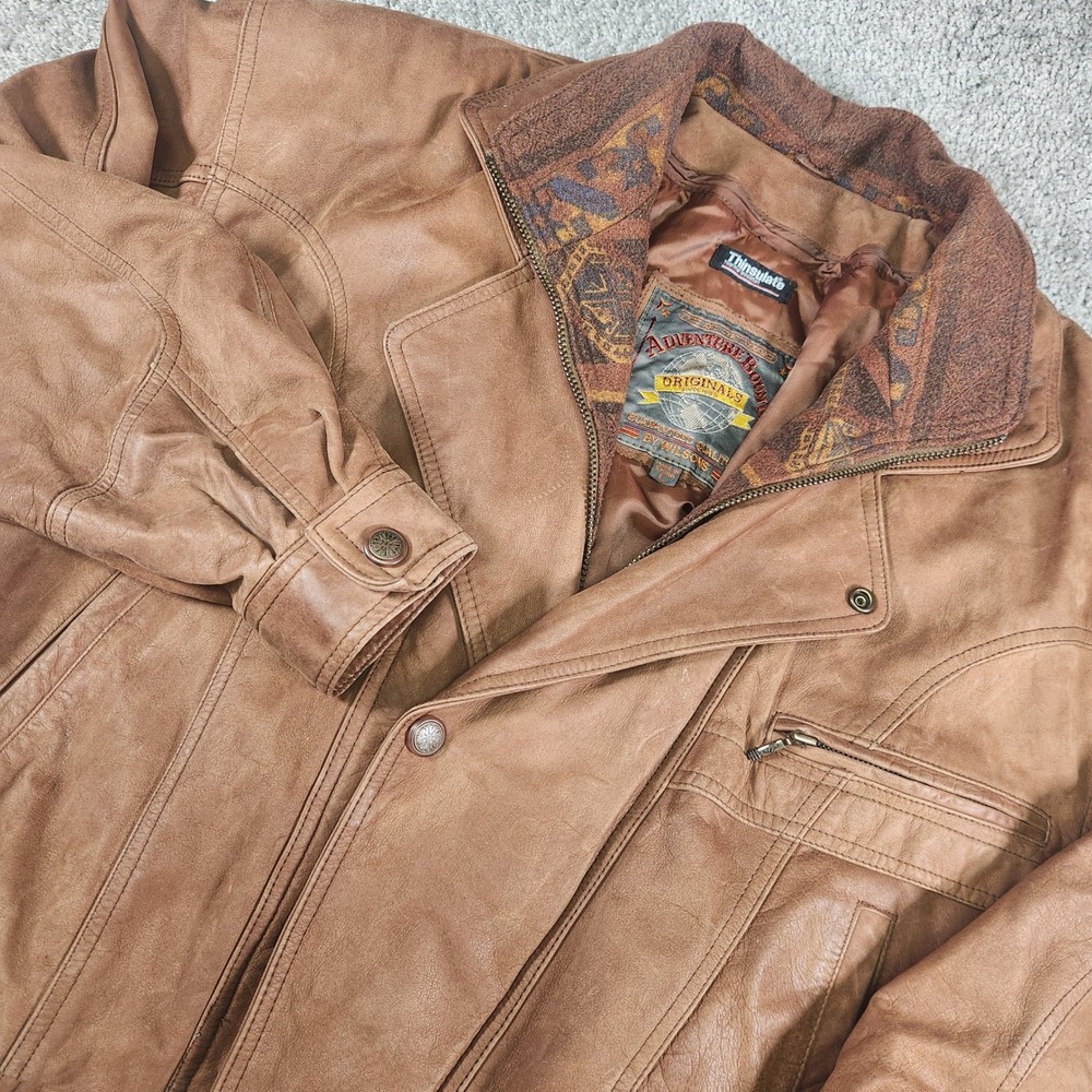 Vtg Wilsons Leather Jacket Mens Large Adventure Bound Aztec Western Thinsulate‎